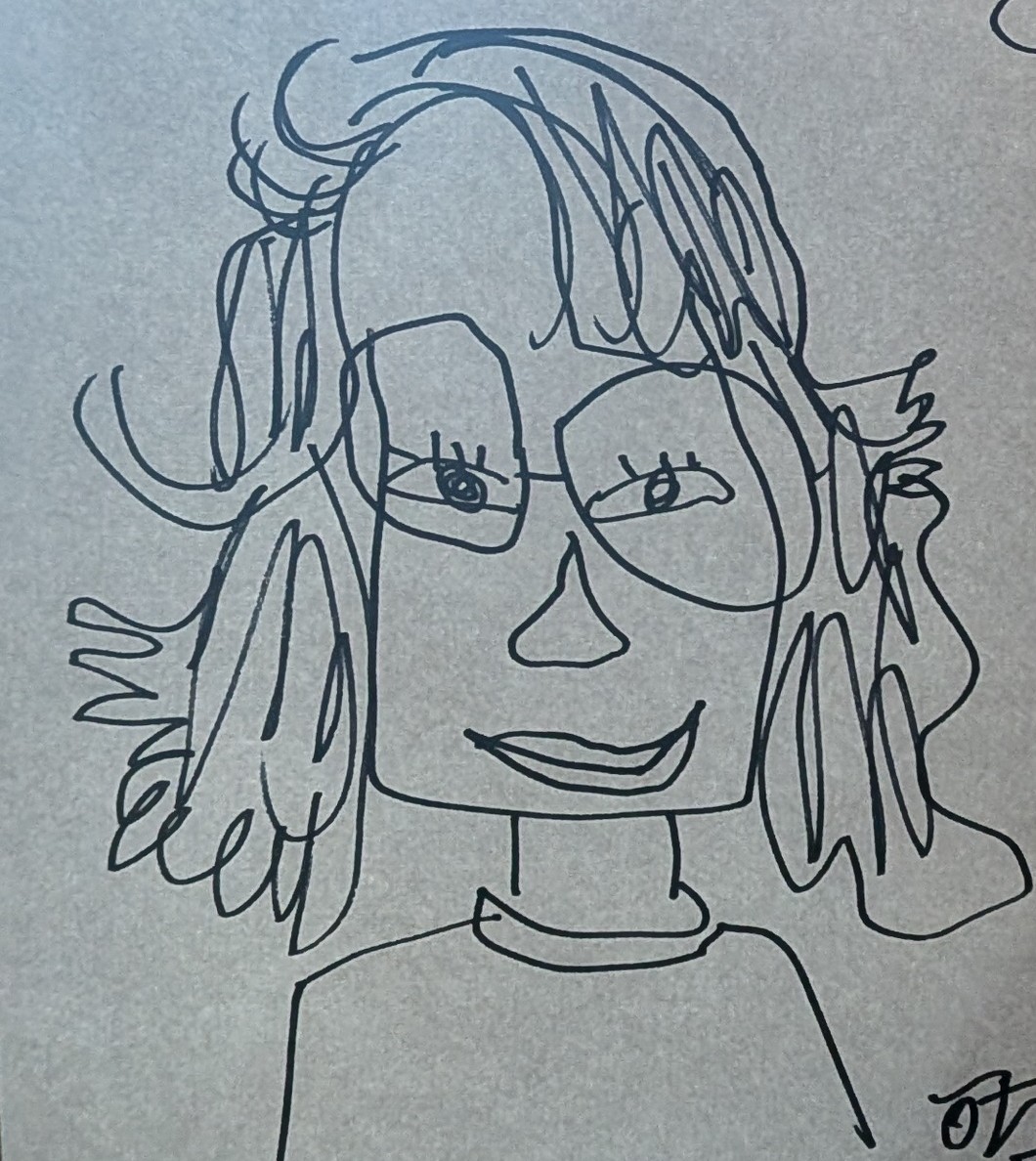 Hand-drawn self-portrait of Nowshin